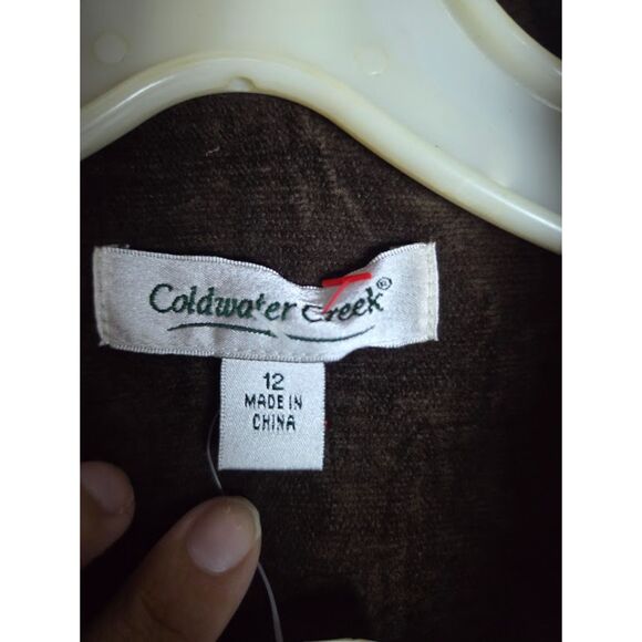 NWT Coldwater Creek Brown w/Purple Floral Embroidery Corduroy Jacket sz 12 - Picture 4 of 9